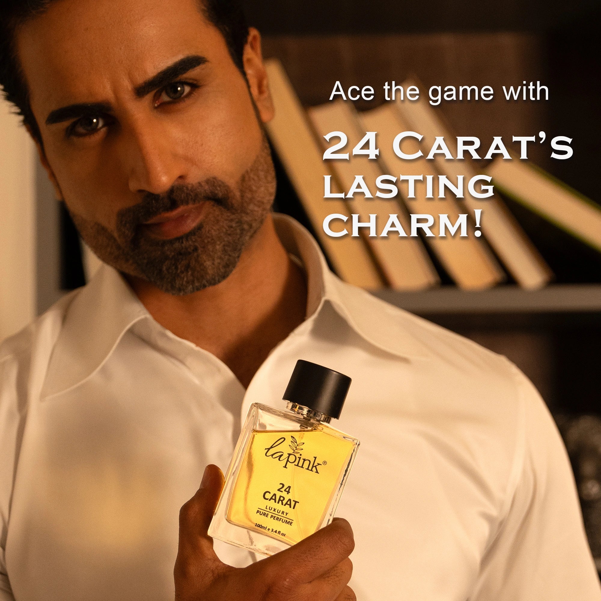 Man holding a bottle of &