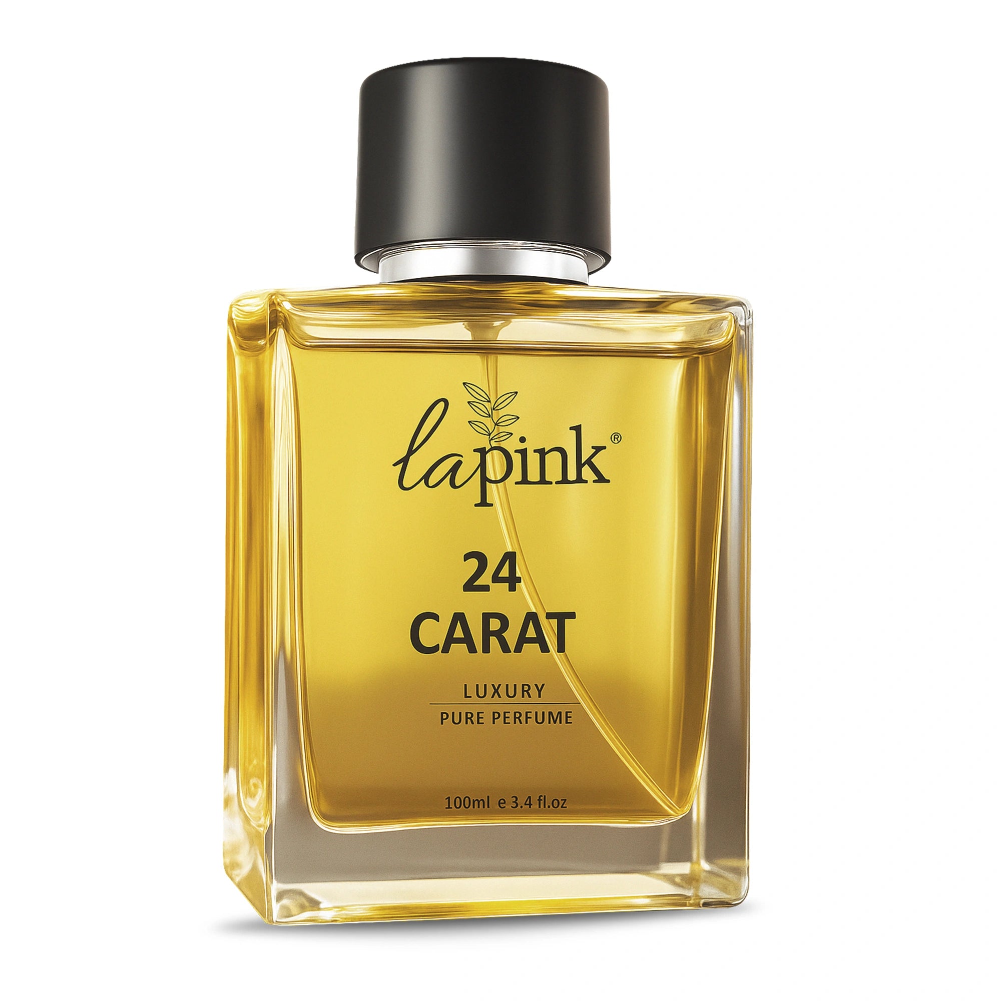 La Pink 24 Carat perfume bottle on a white background