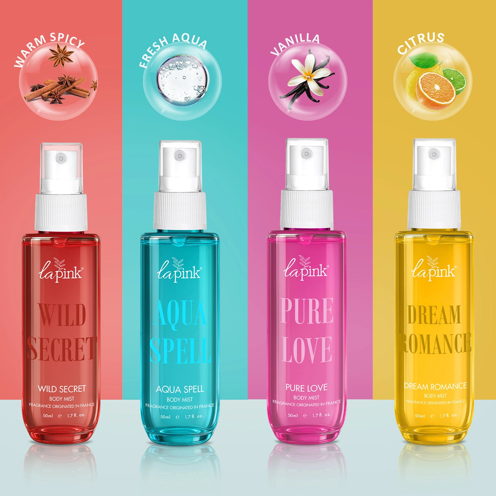 La Pink Body Mist Pack of 4 (50 ML* 4) 200 ML