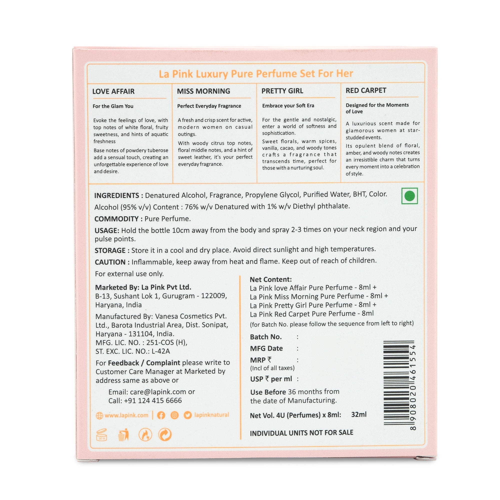 La Pink Perfume Women Gift Pack 4 Pcs