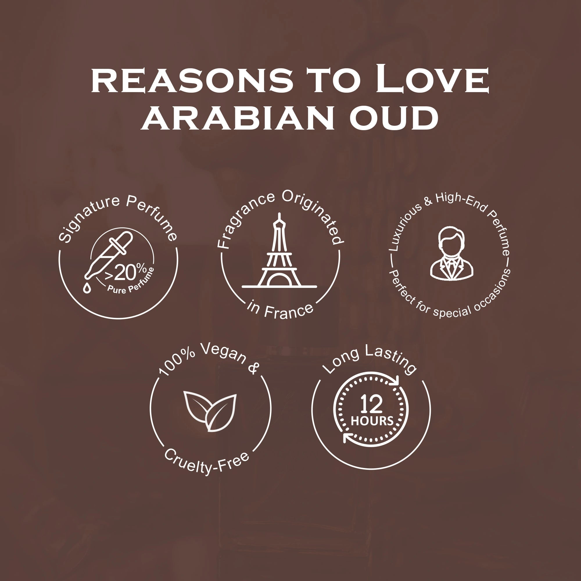 List of reasons to love Arabian oud on a dark background