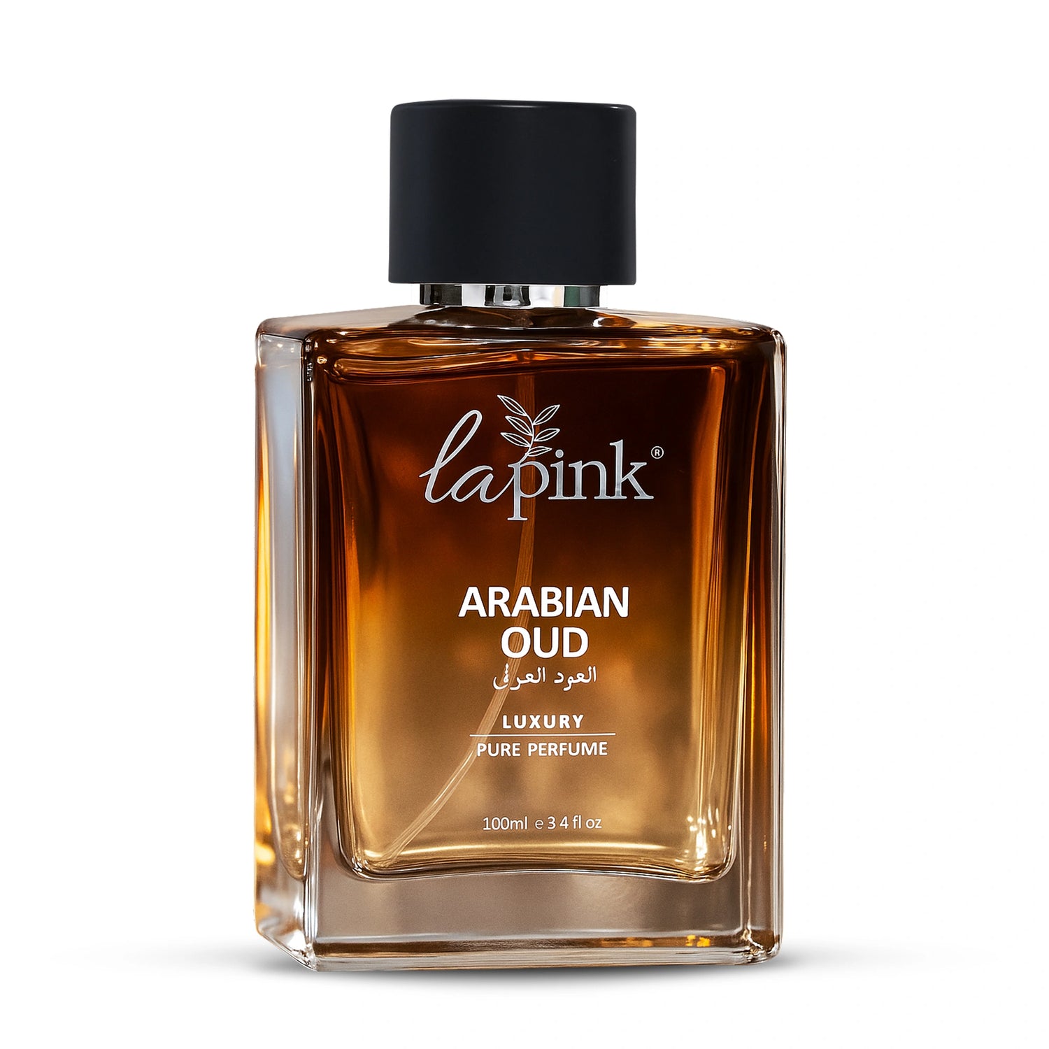 Lapink Arabian Oud perfume bottle on a white background