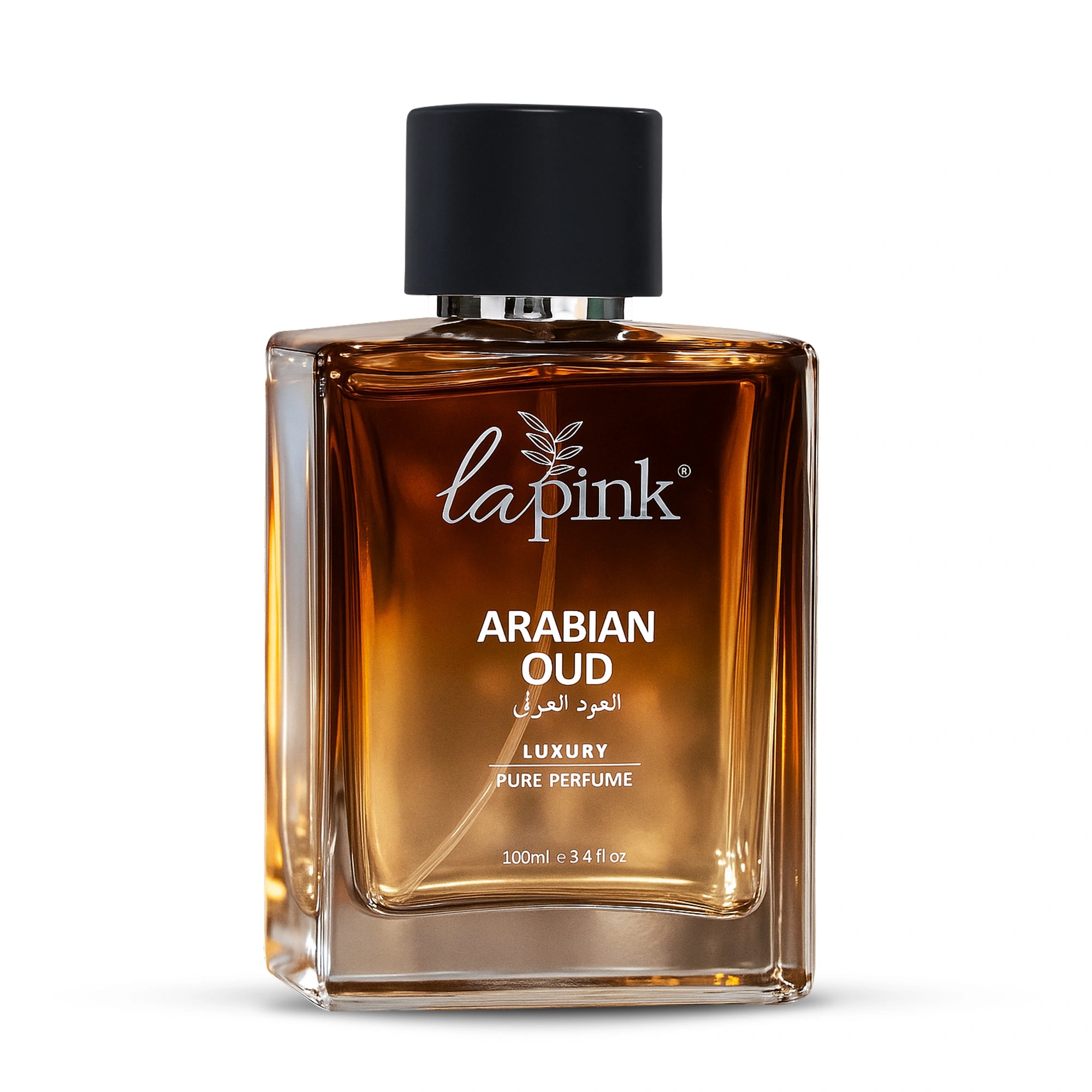 Lapink Arabian Oud perfume bottle on a white background