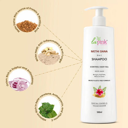 Control Hairfall &amp; Boost Volume with Methi Dana 8-in-1 Shampoo 500 ML