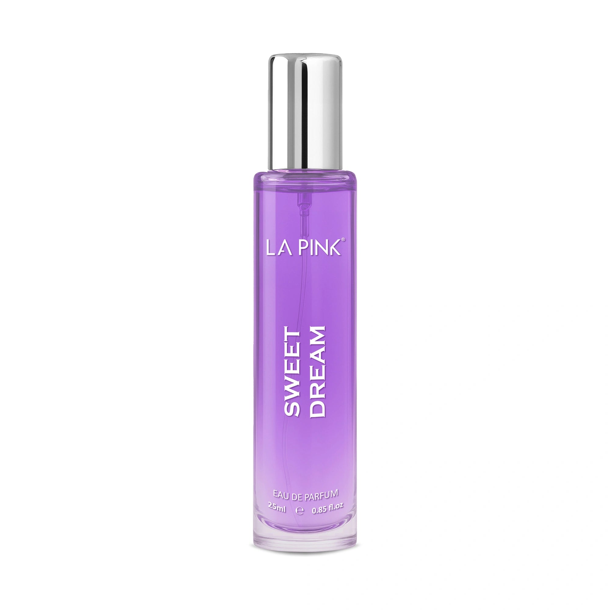Purple perfume bottle labeled &