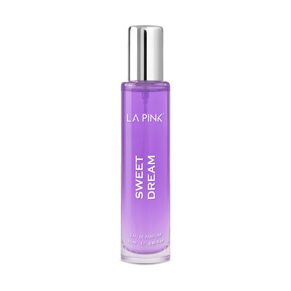Purple perfume bottle labeled &