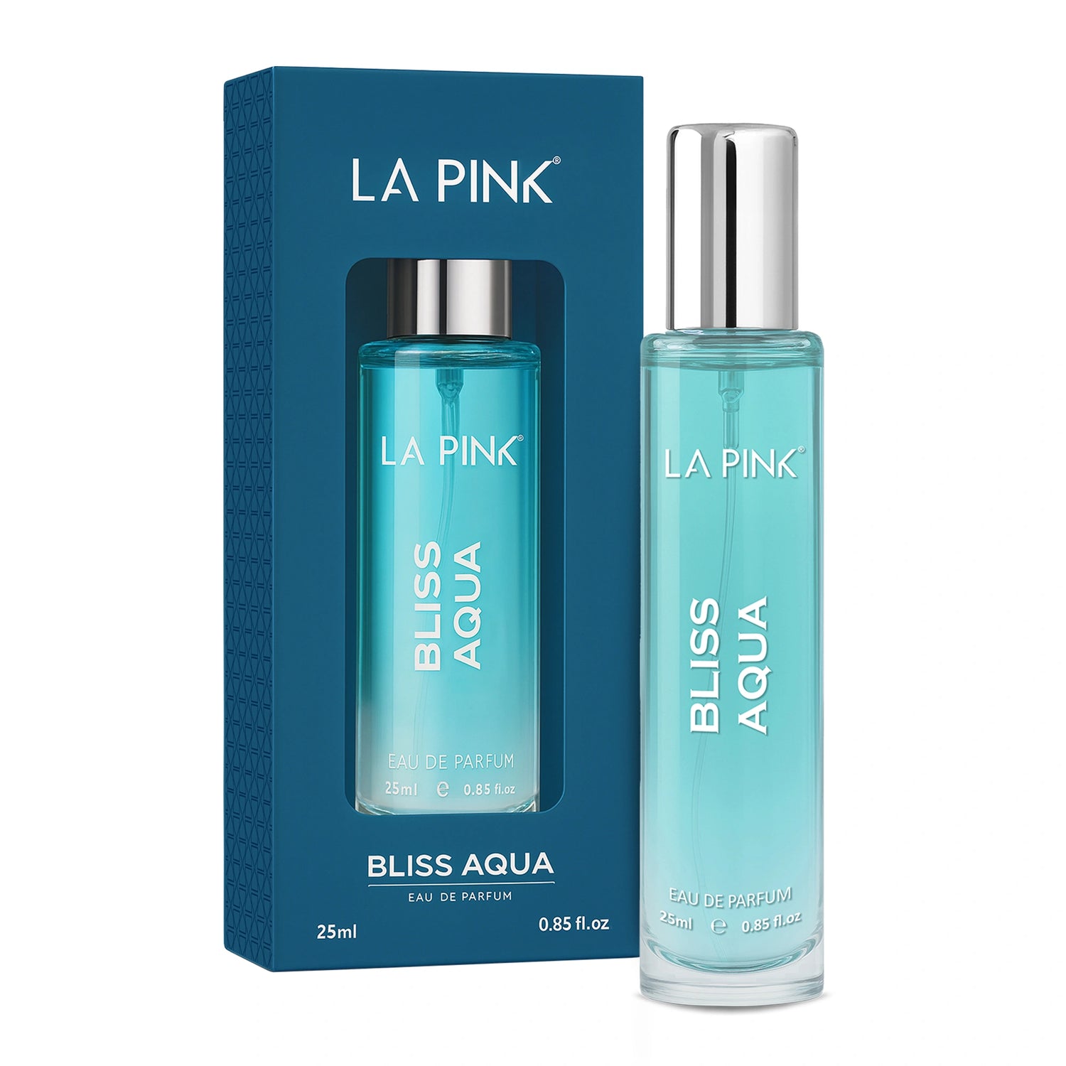 La Pink Bliss Aqua perfume bottle and packaging on a white background