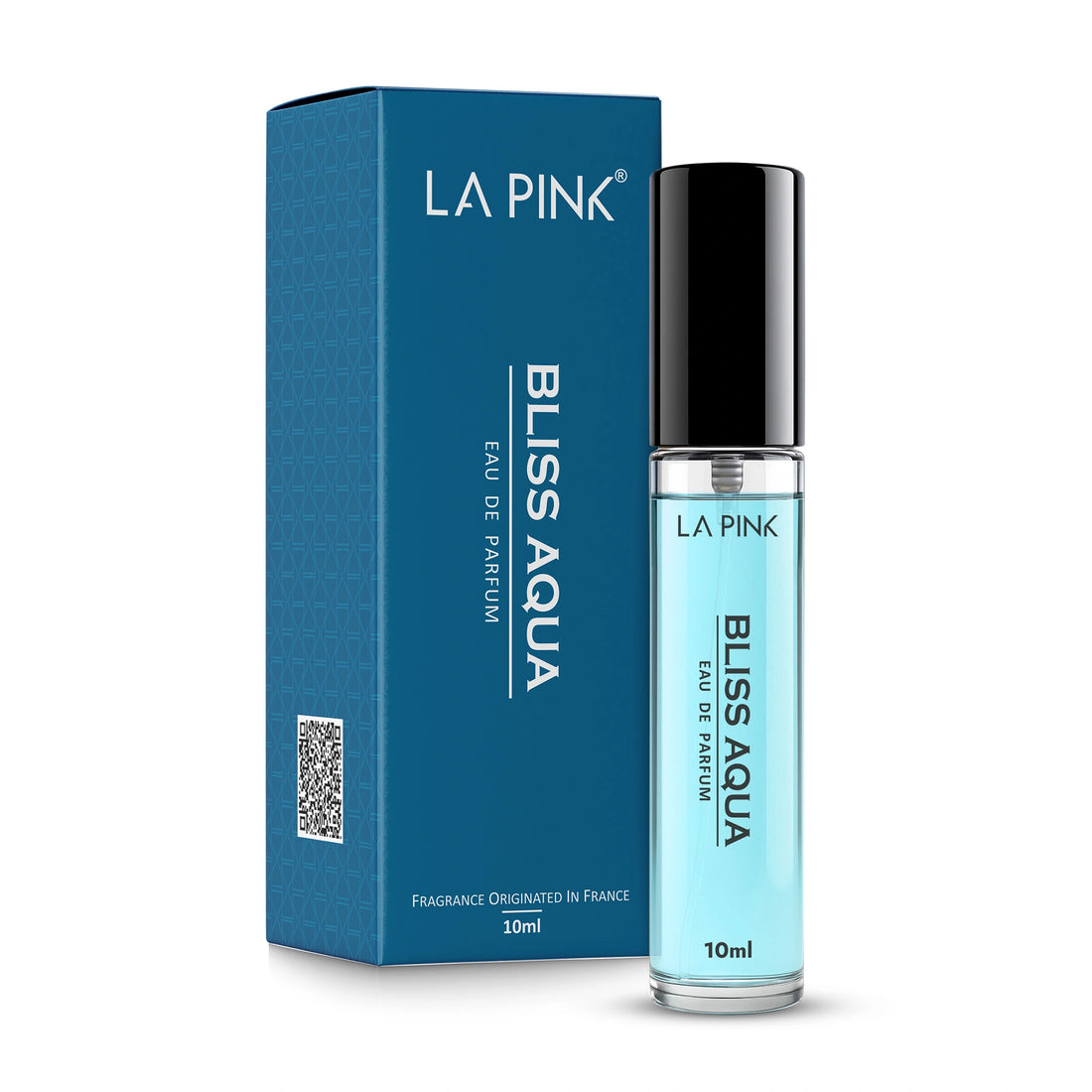 LA Pink Bliss Aqua perfume bottle and packaging on a white background