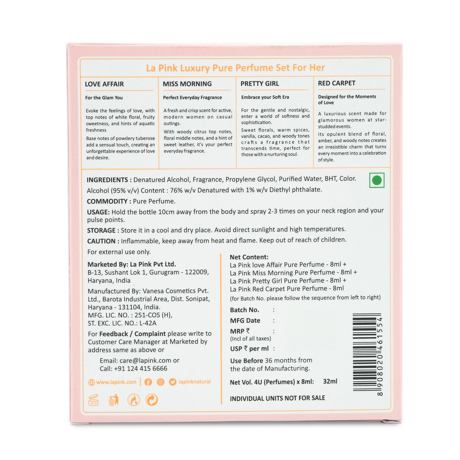 La Pink Perfume Women Gift Pack 4 Pcs