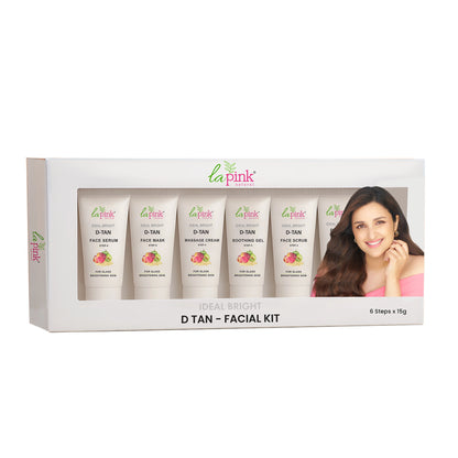 La Pink D Tan Facial Kit packaging with a woman&