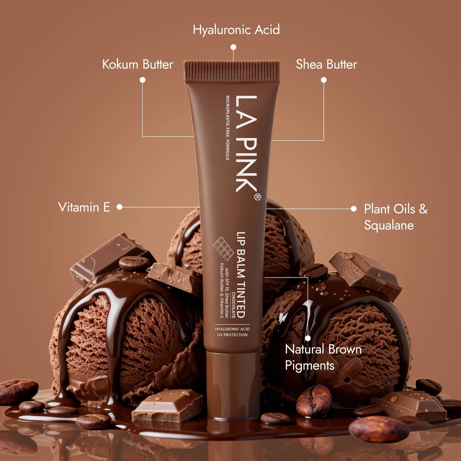 Chocolate Lip Balm Tinted with Hyaluronic Acid, UV Protection 10gm
