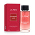 LA Pink Blossom Love perfume bottle and packaging on a white background