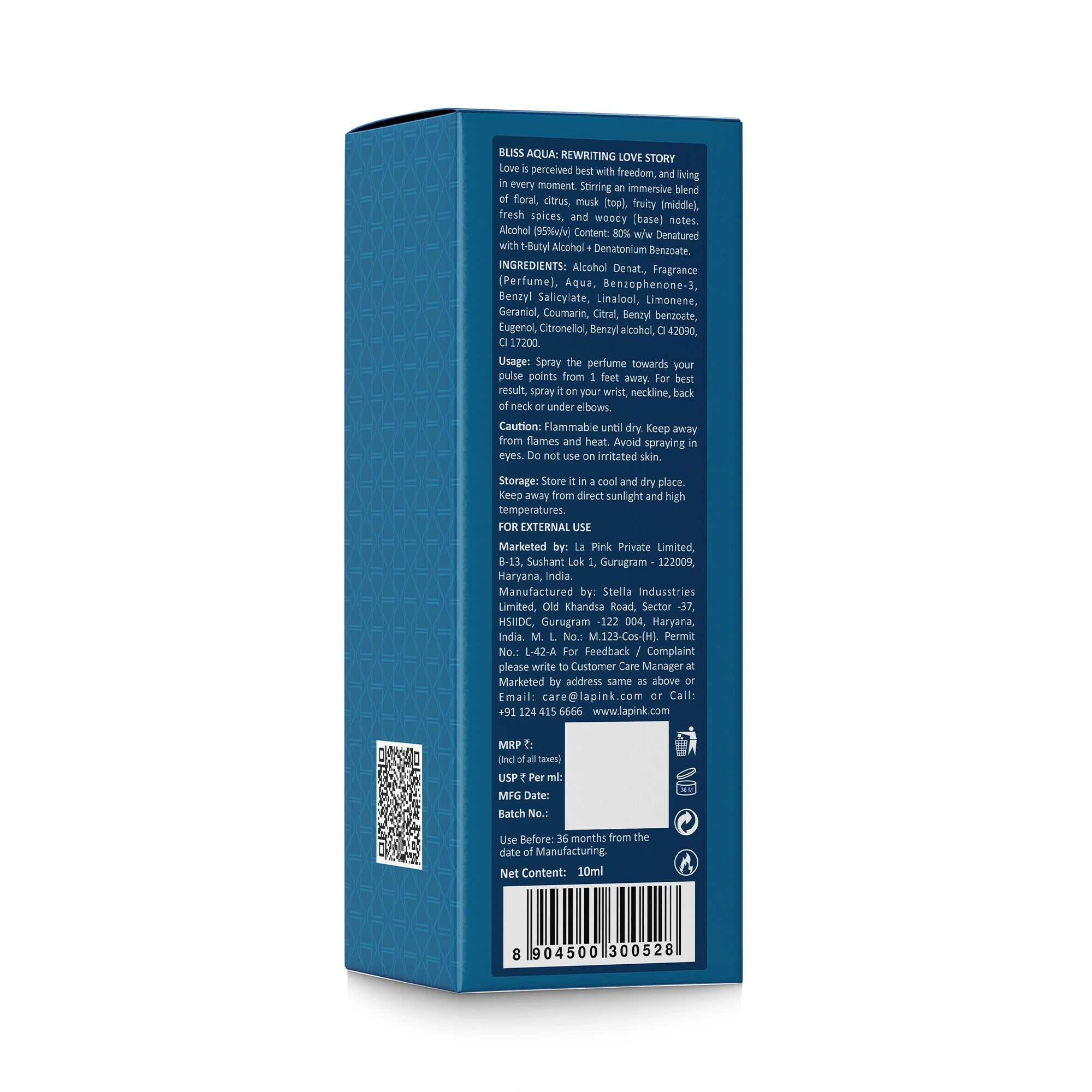 Blue rectangular box with text and a QR code on a white background