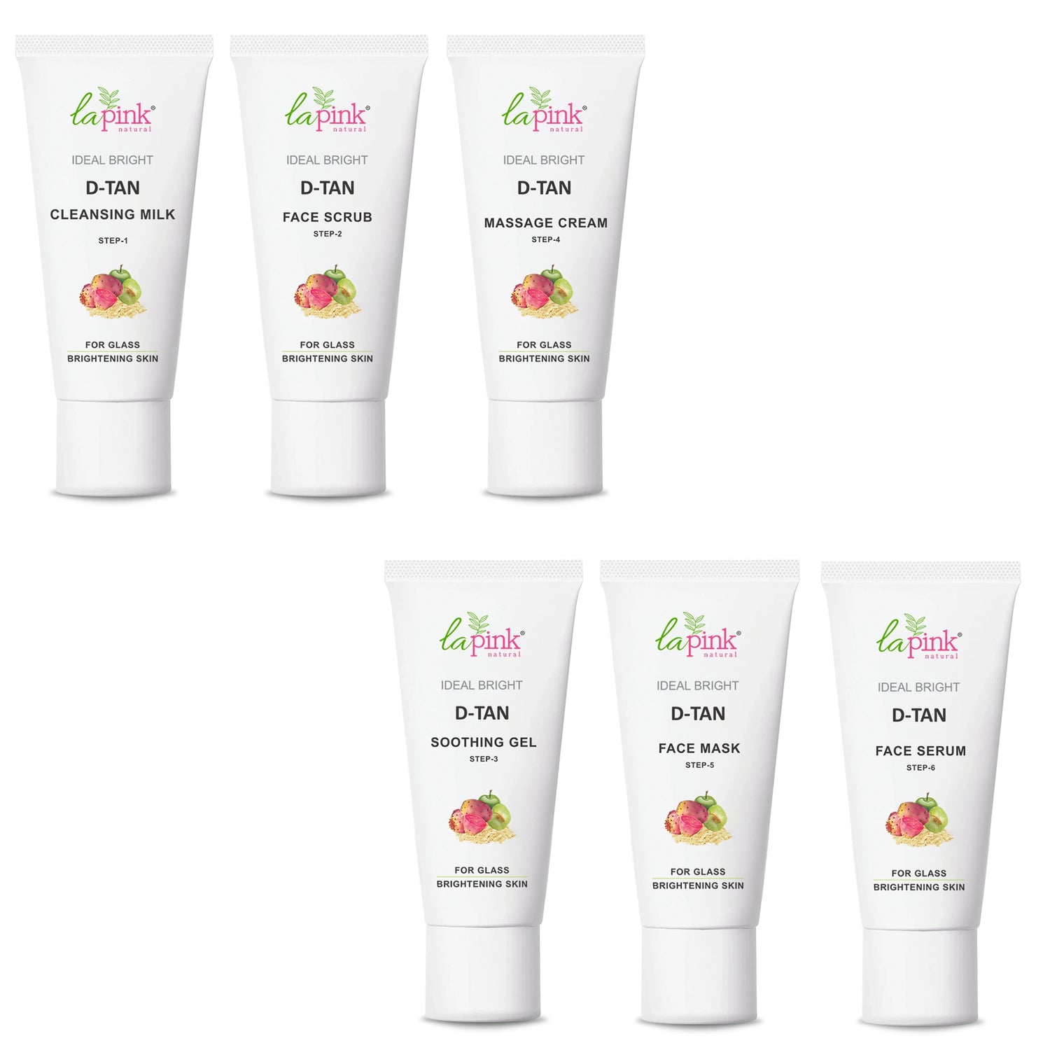 Set of La Pink skincare products on a white background