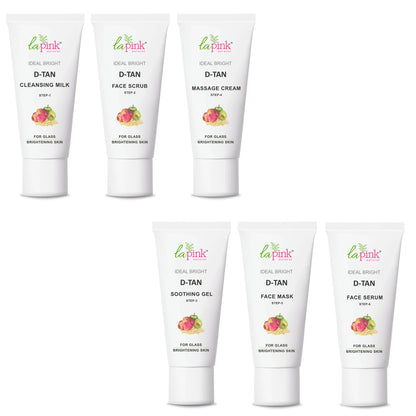 Set of La Pink skincare products on a white background