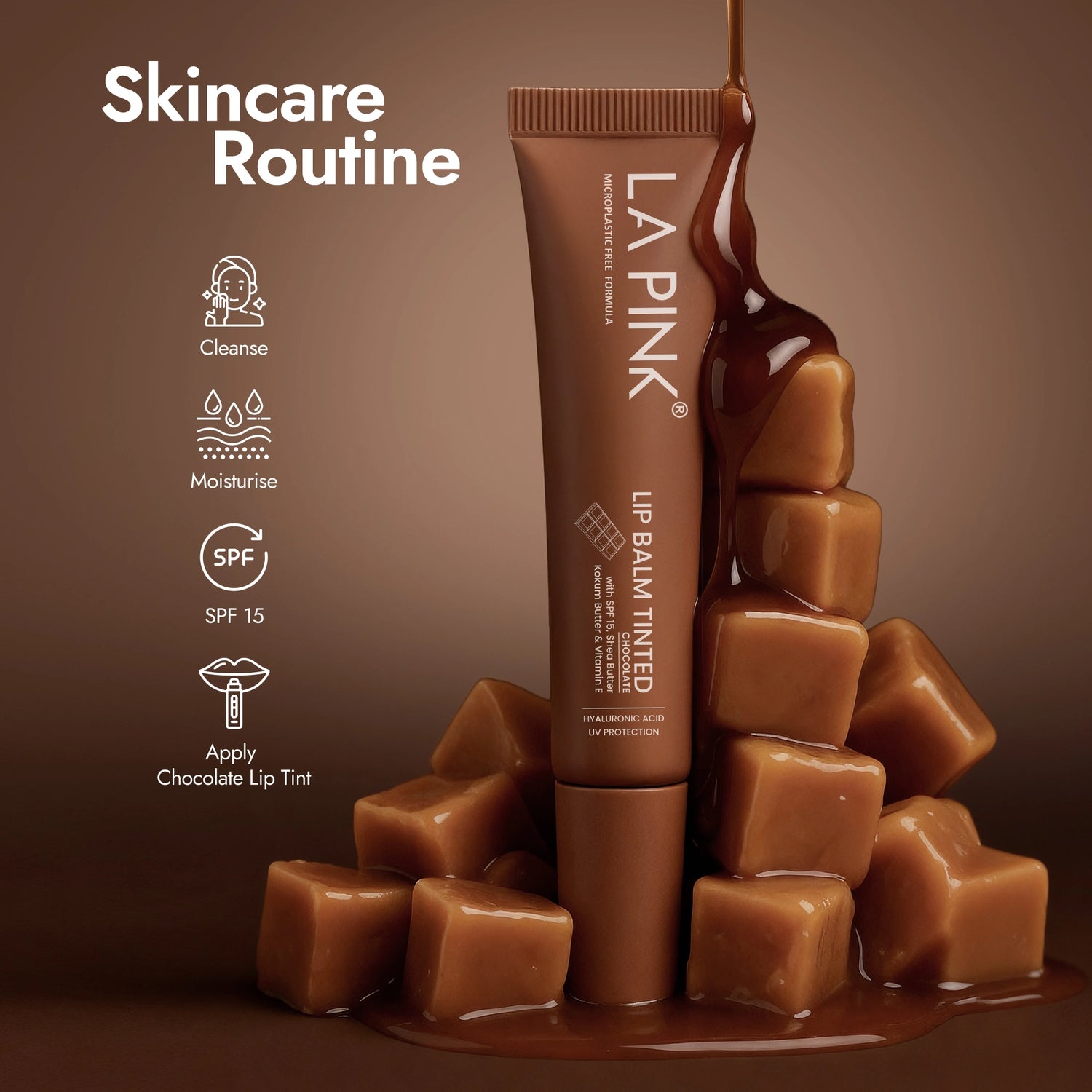 Chocolate Lip Balm Tinted with Hyaluronic Acid, UV Protection 10gm