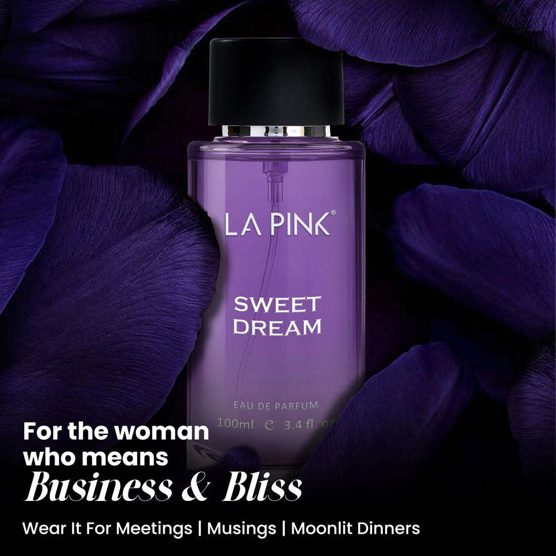 Purple perfume bottle with &