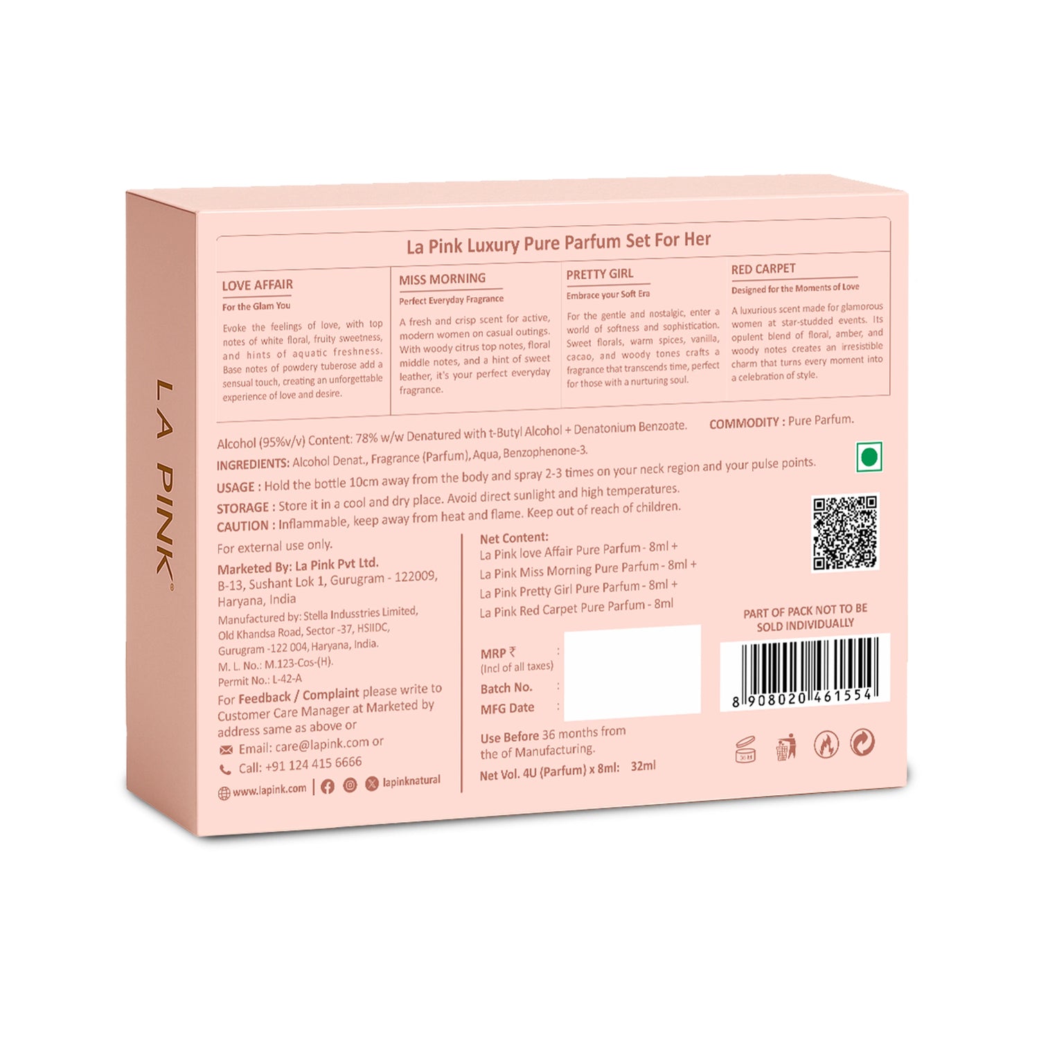 La Pink Perfume Women Gift Pack 4 Pcs