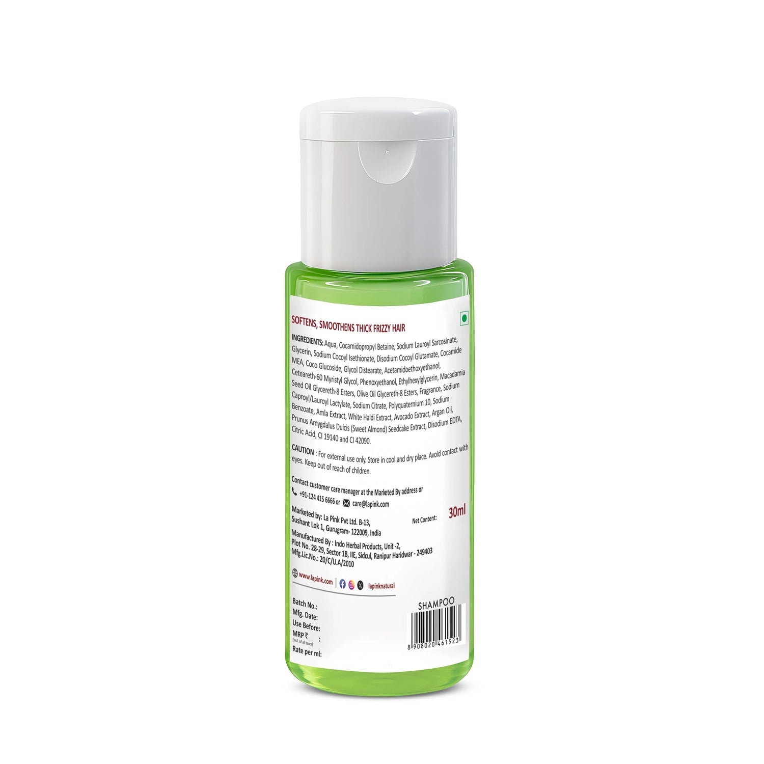 Shampoo bottle with label on a white background