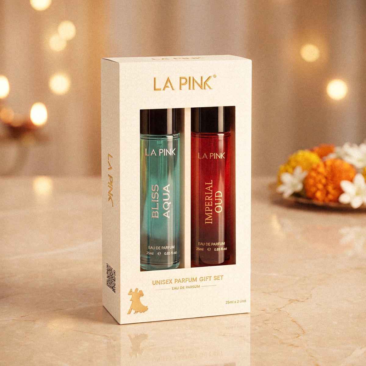 LA PINK Unisex Parfum Gift Set containing a 10ml &