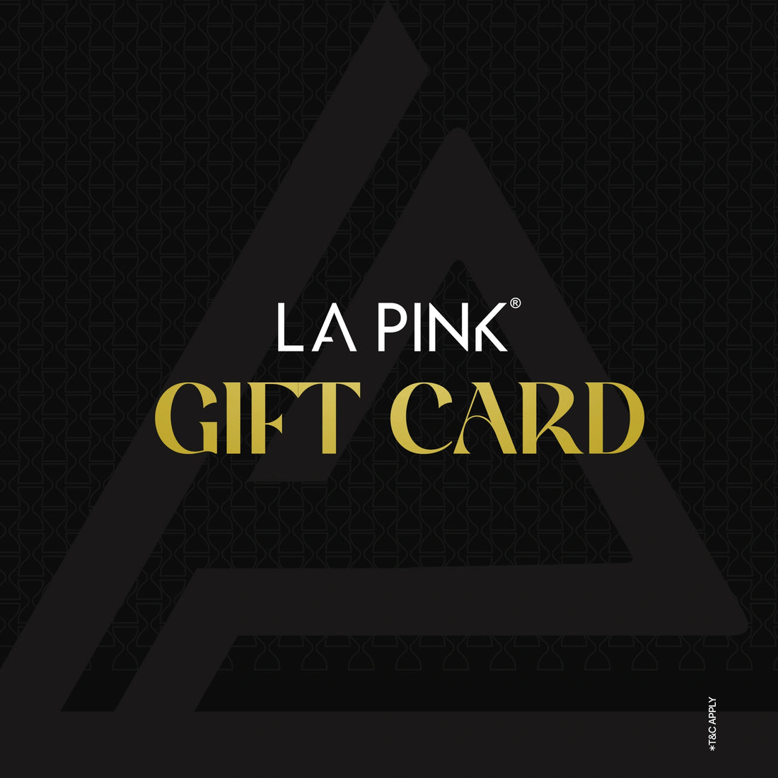 LA Pink gift card with brand logo on a black background