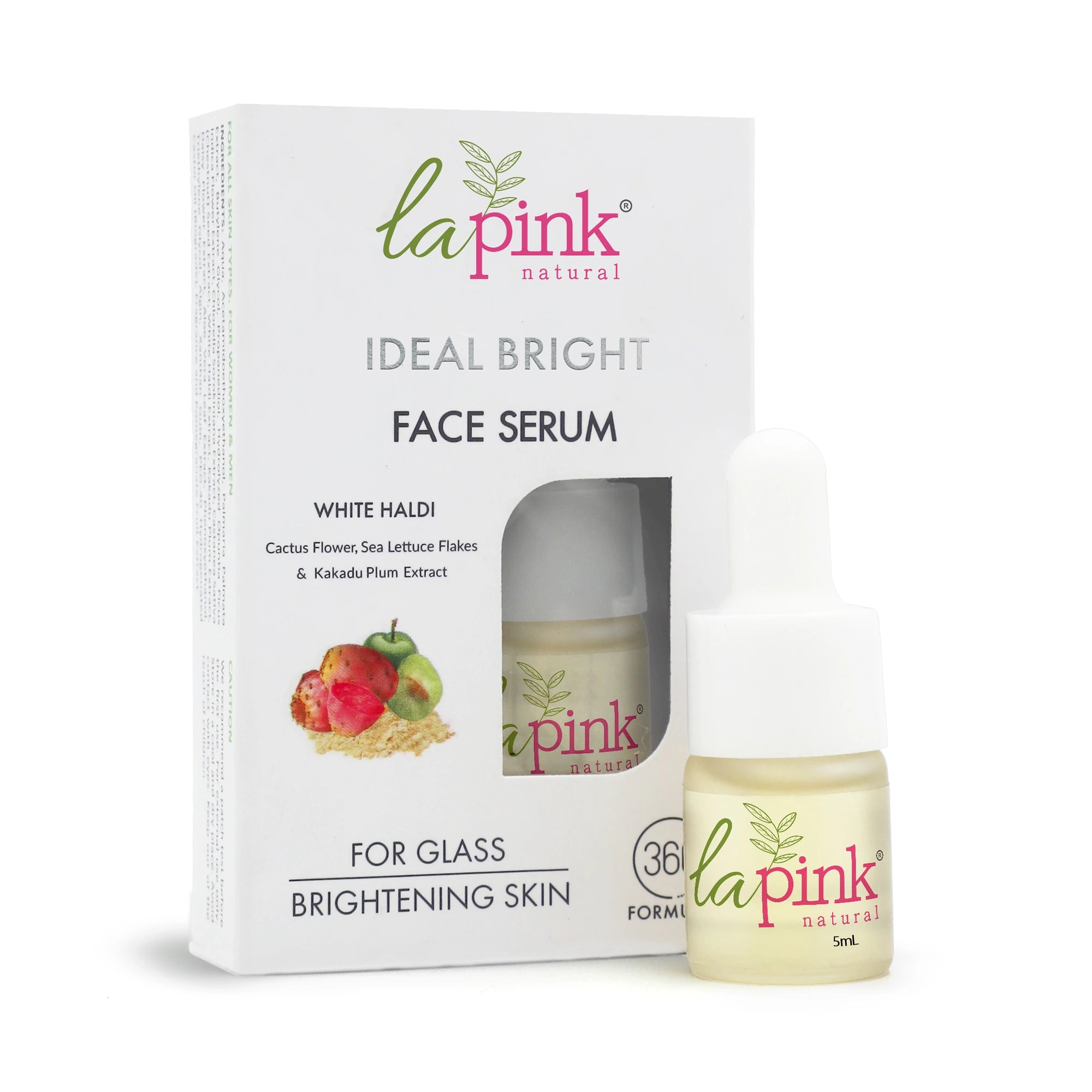 La Pink Ideal Bright Face Serum packaging on a white background