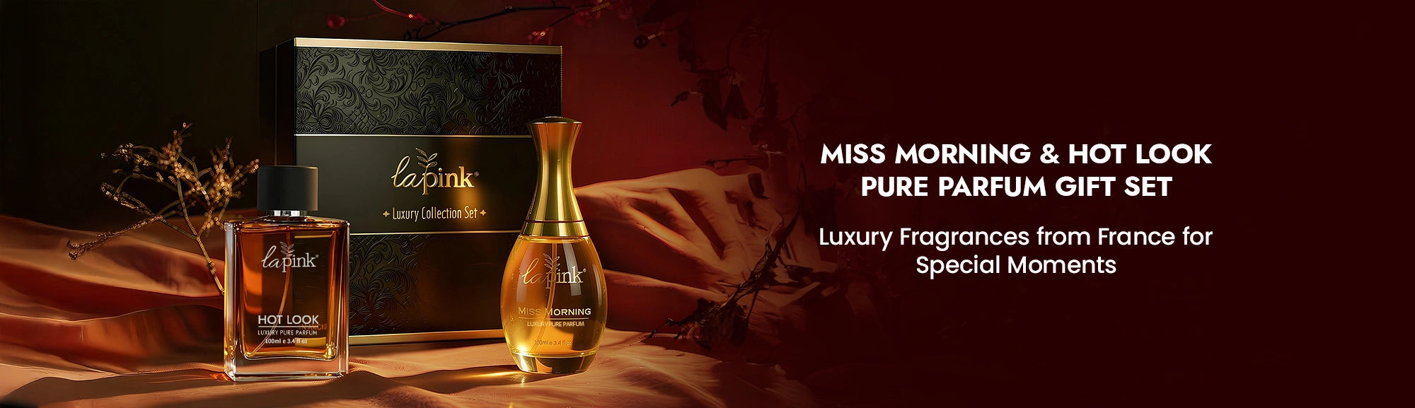Lafond perfume set with bottles and packaging on a dark background