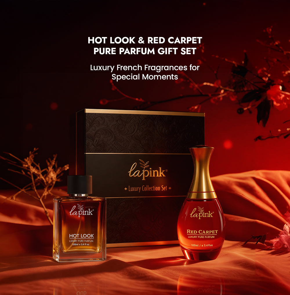 Lapink perfume gift set with two bottles on a dark background