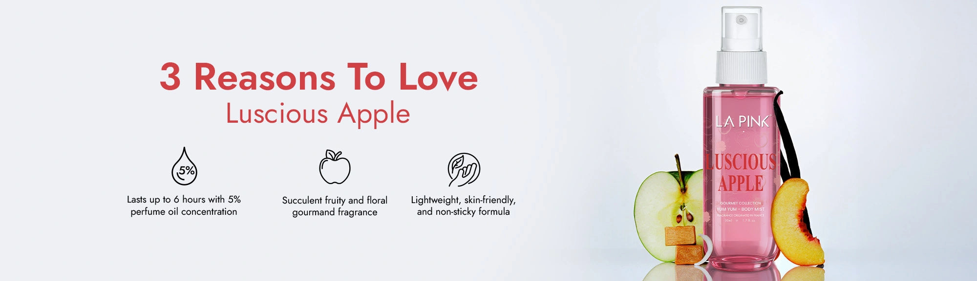Kanebo Luscious Apple perfume bottle with text on a white background