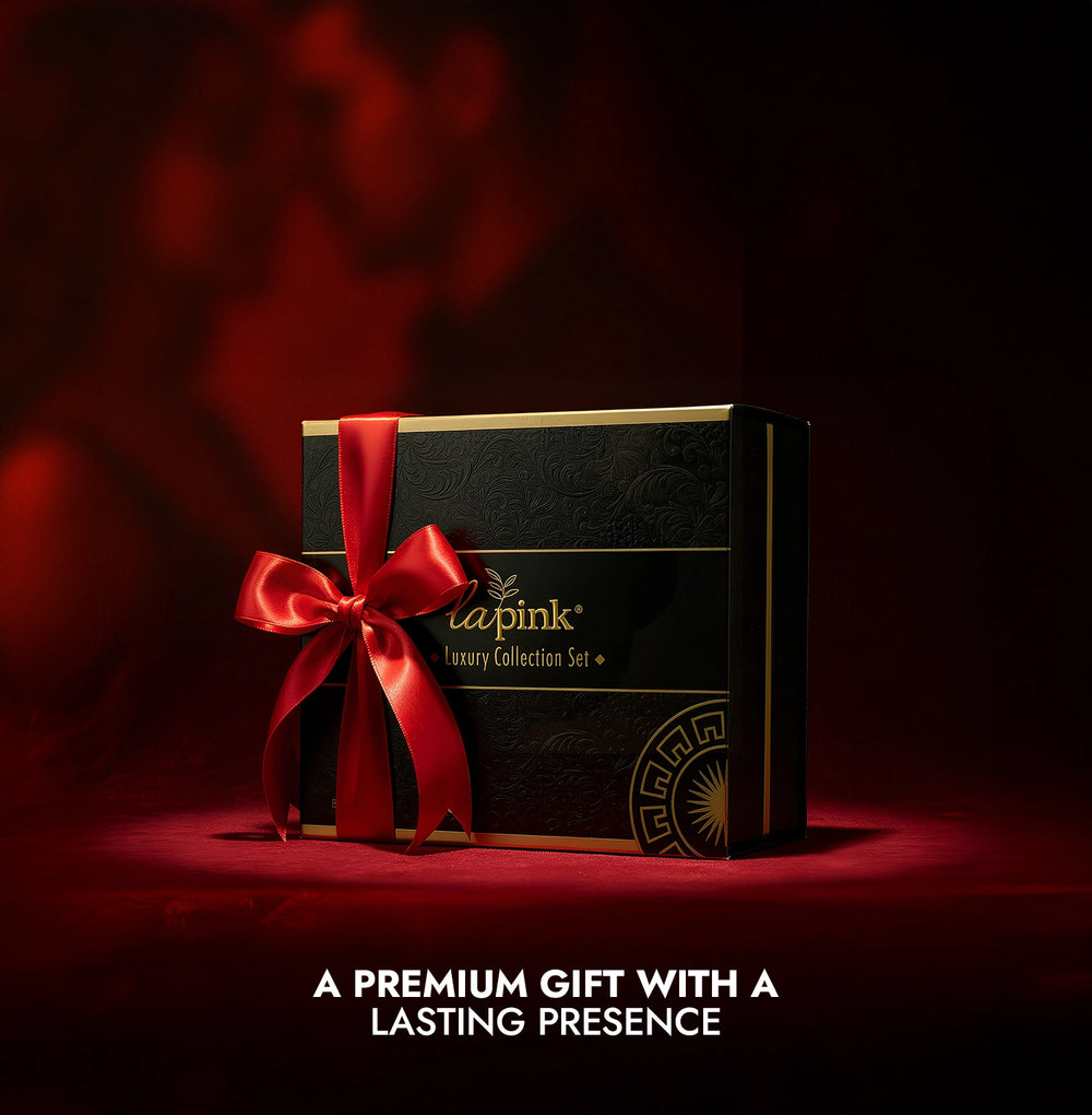 Luxury gift box with a red ribbon on a dark background