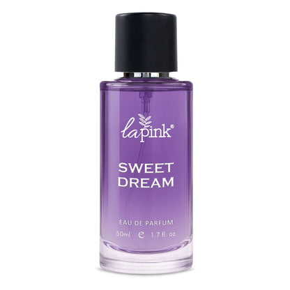 Purple perfume bottle labeled &