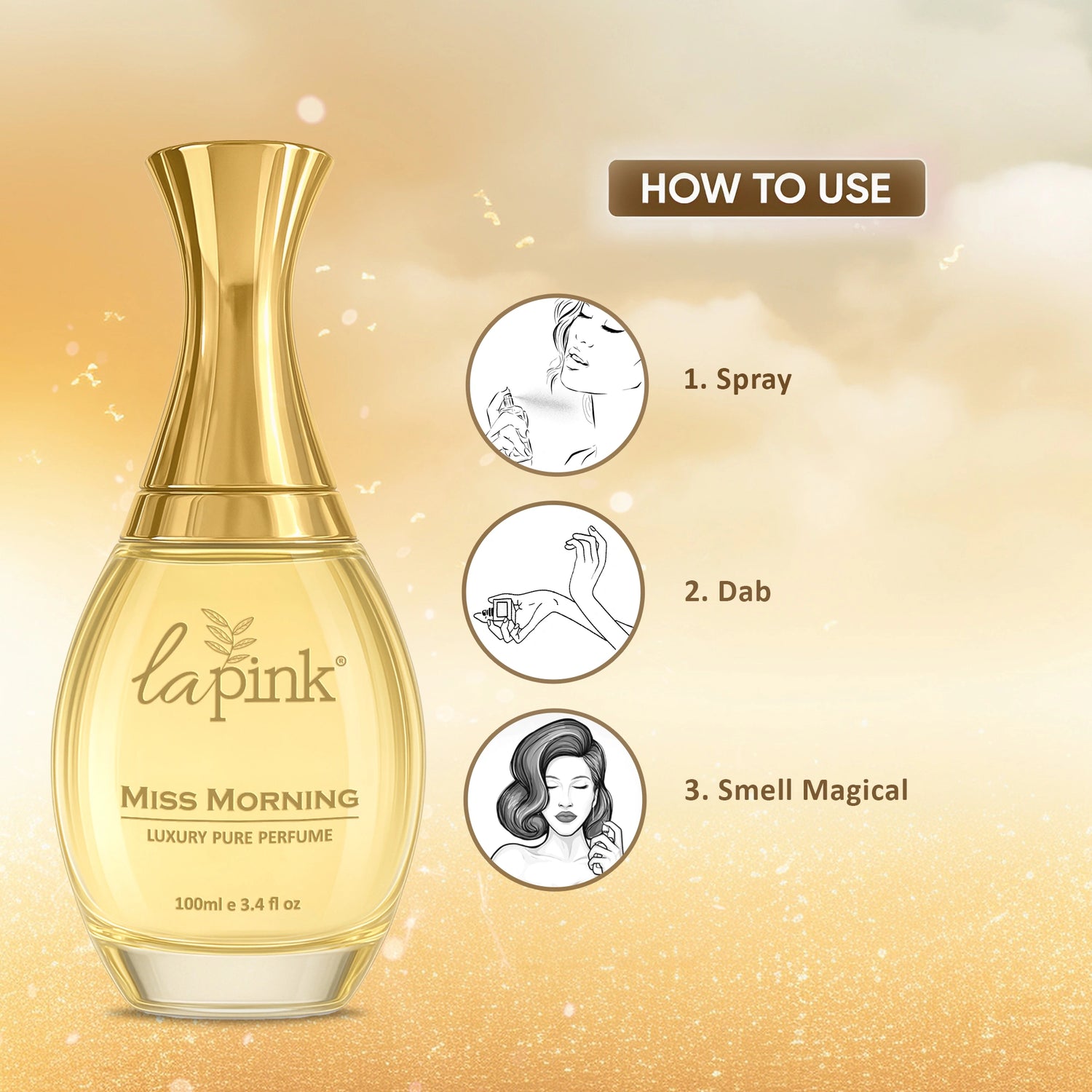 Gold perfume bottle labeled &