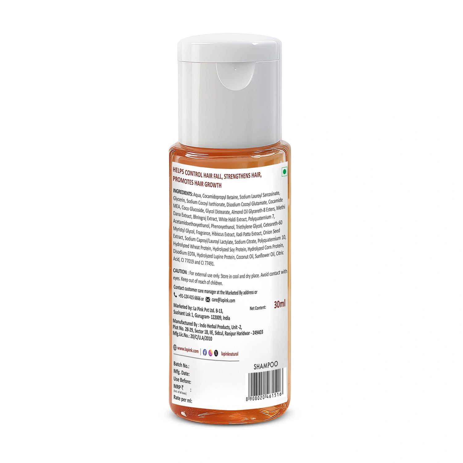 Shampoo bottle with label on a white background