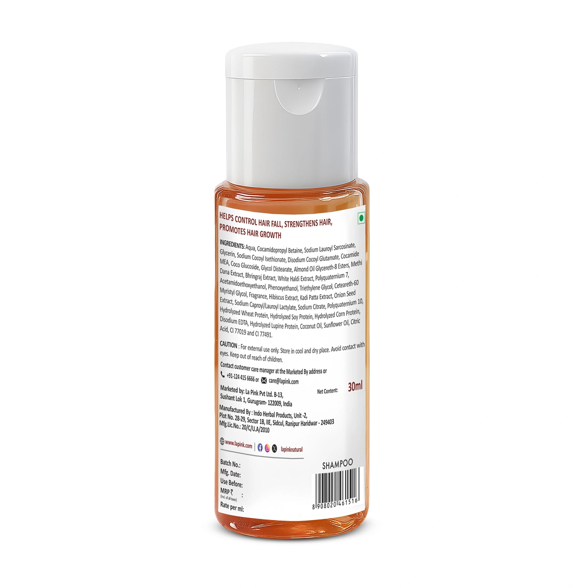 Shampoo bottle with label on a white background
