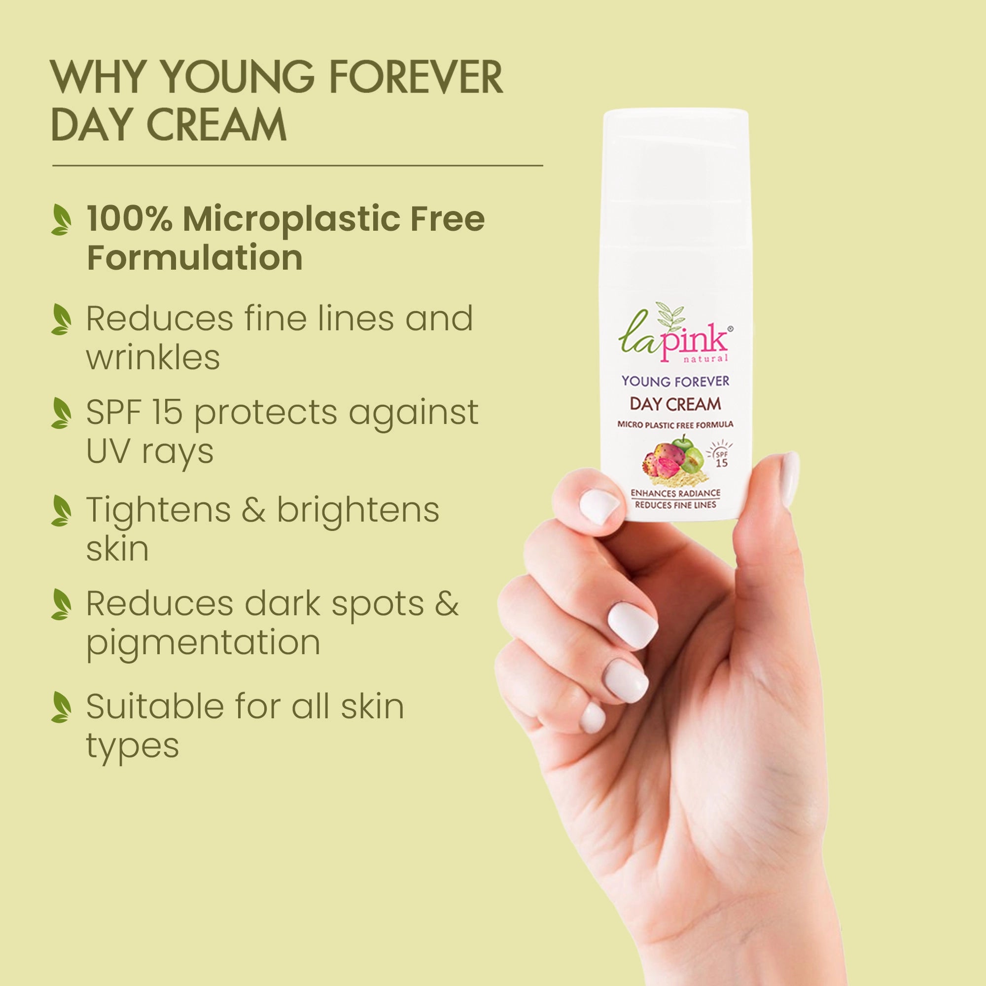 Day cream with text on a light green background