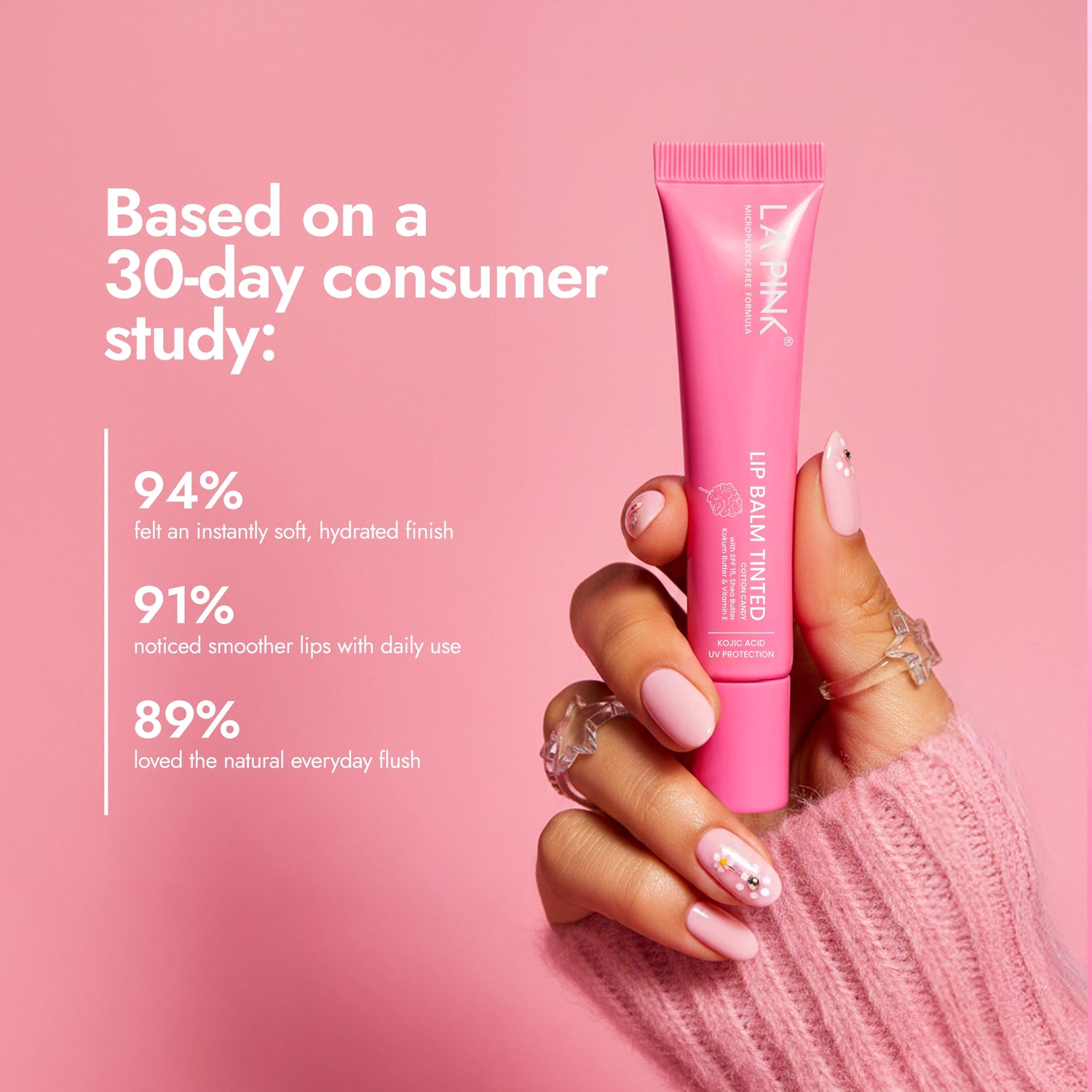 Cotton Candy Lip Balm Tinted with Koic Acid, UV Protection 10gm