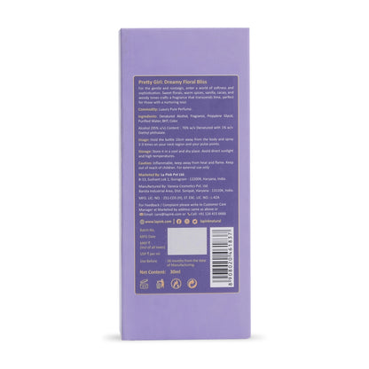 Purple product packaging with text and a barcode on a white background